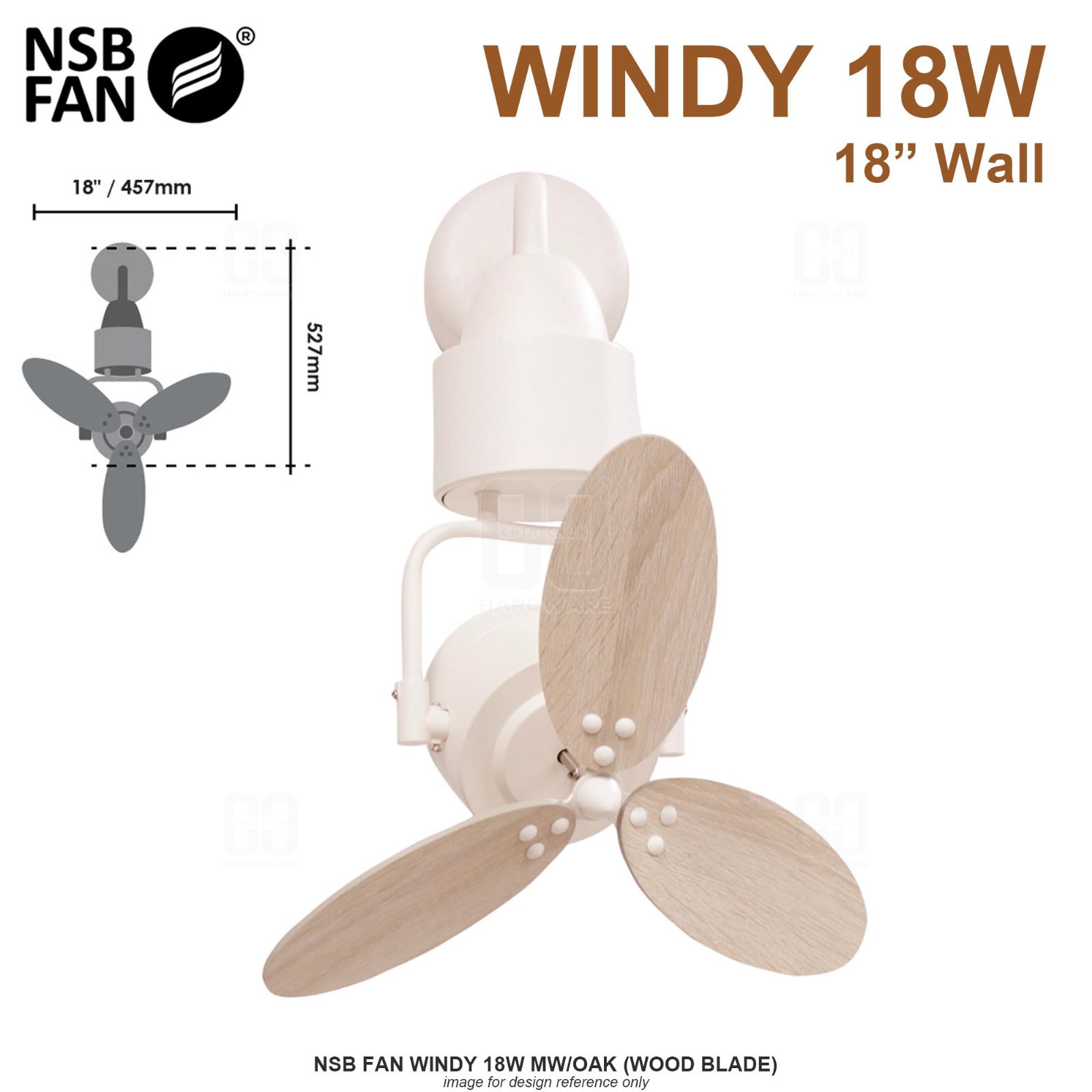 NSB FAN WINDY 18W MW/OAK (WOOD BLADE)