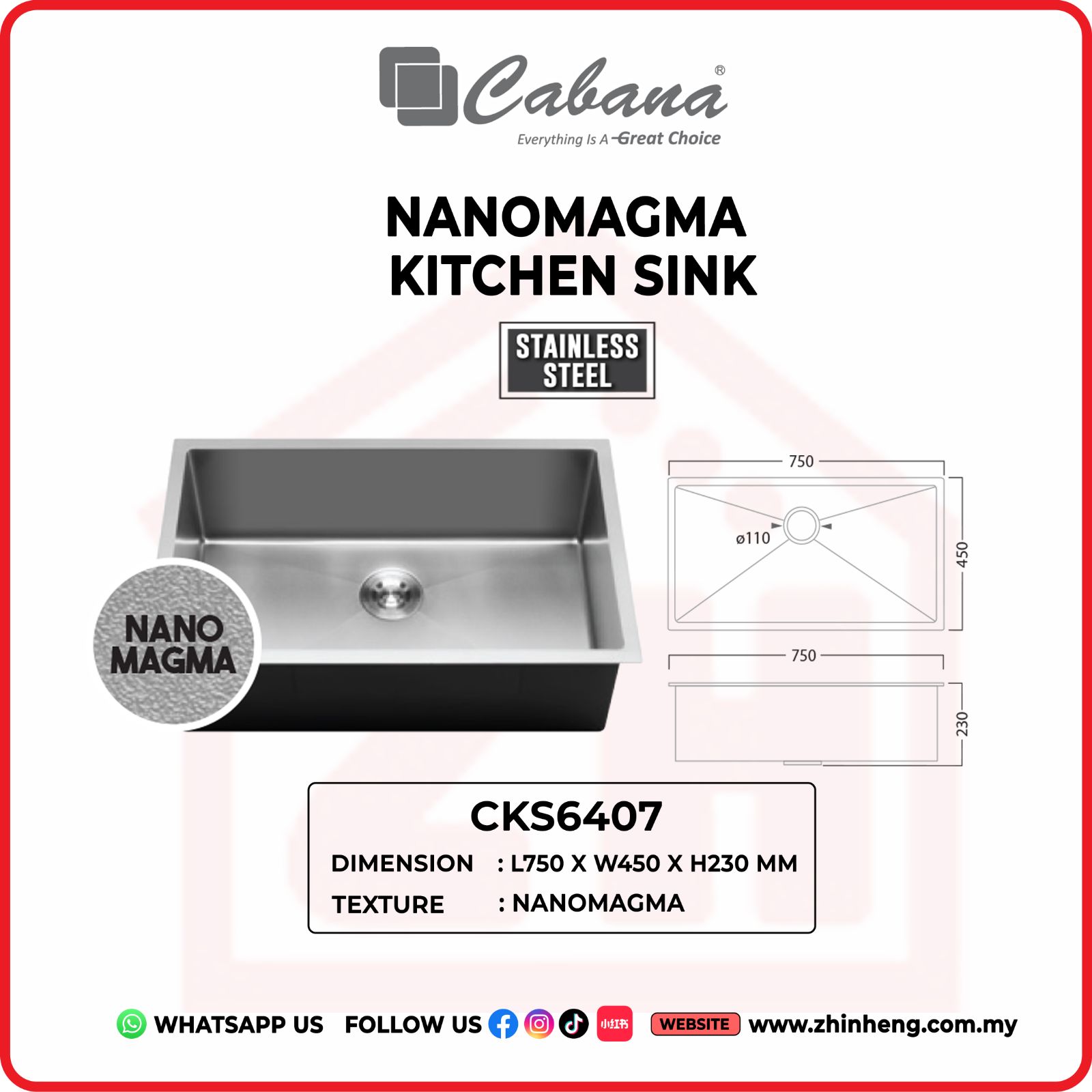 CABANA NANOMAGMA KITCHEN SINK  CKS6407
