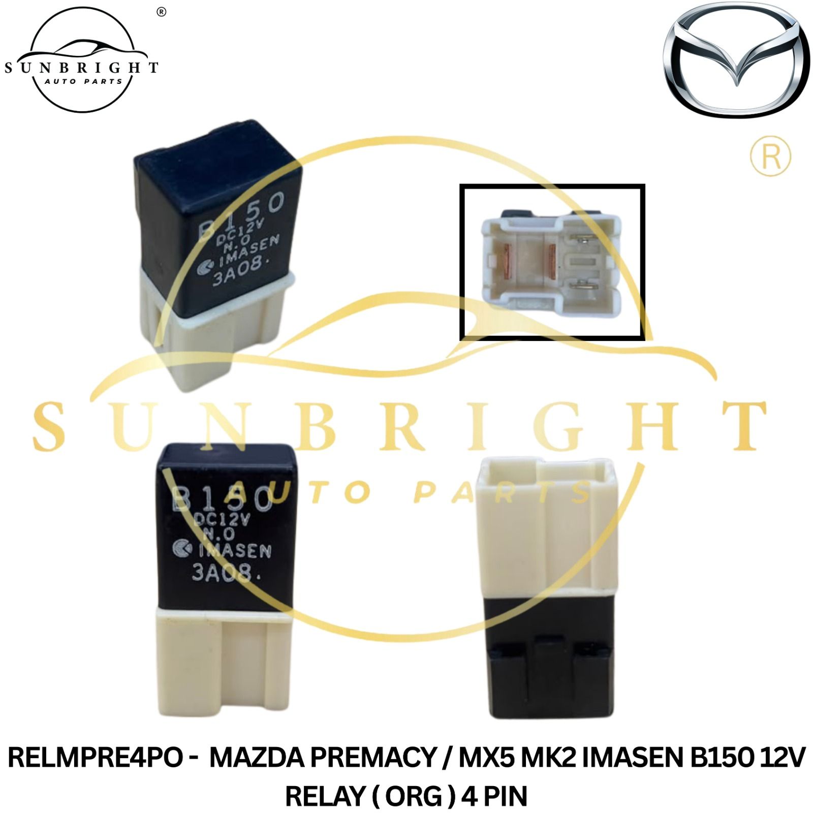RELMPRE4PO -  MAZDA PREMACY / MX5 MK2 IMASEN B150 12V RELAY ( ORG ) 4 PIN