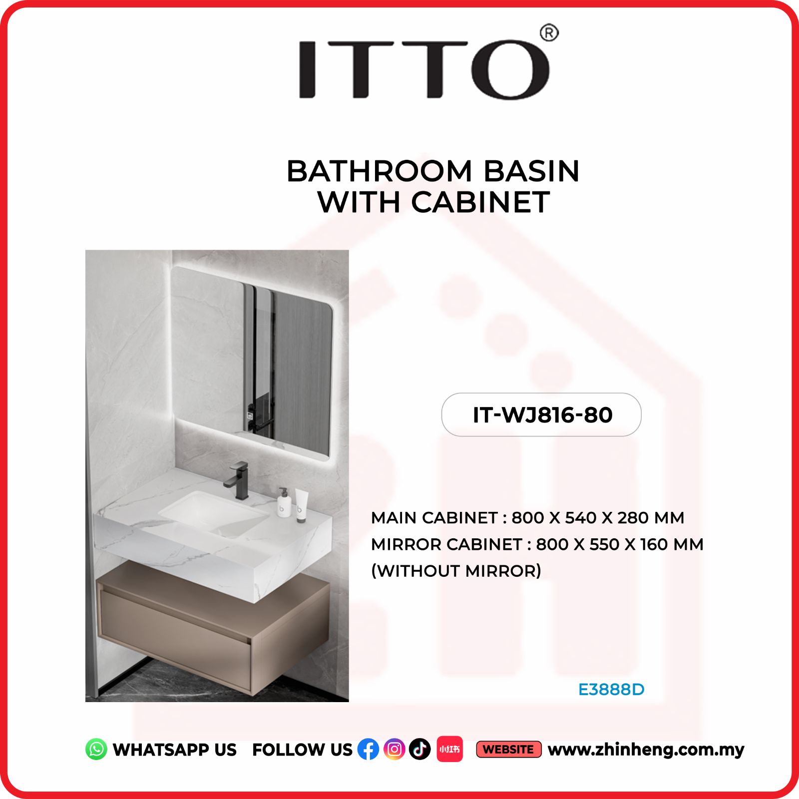 ​​​​​​​ITTO BATHROOM BASIN WITH CABINET IT-WJ816-80