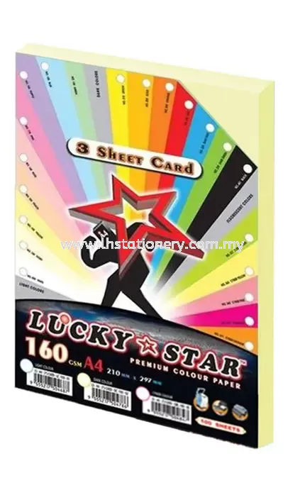 Lucky Star 3 Sheet Card A4 160gsm 100 Sheets Light Colour 