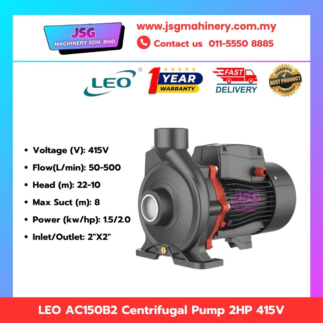 LEO AC150B2 Centrifugal Water Pump 2HP 1.5kW 415V 3 Phase High Flow