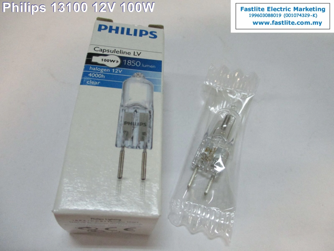 Philips 13100 12v 100w GY6.35 Halogen Capsule