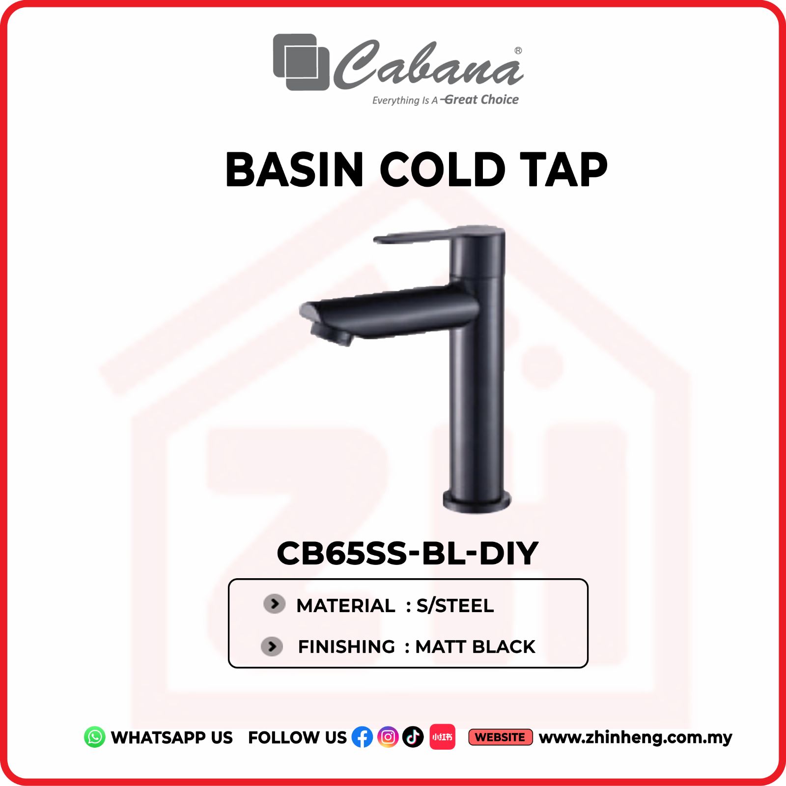 CABANA CB65SS-BL BASIN COLD TAP BLACK