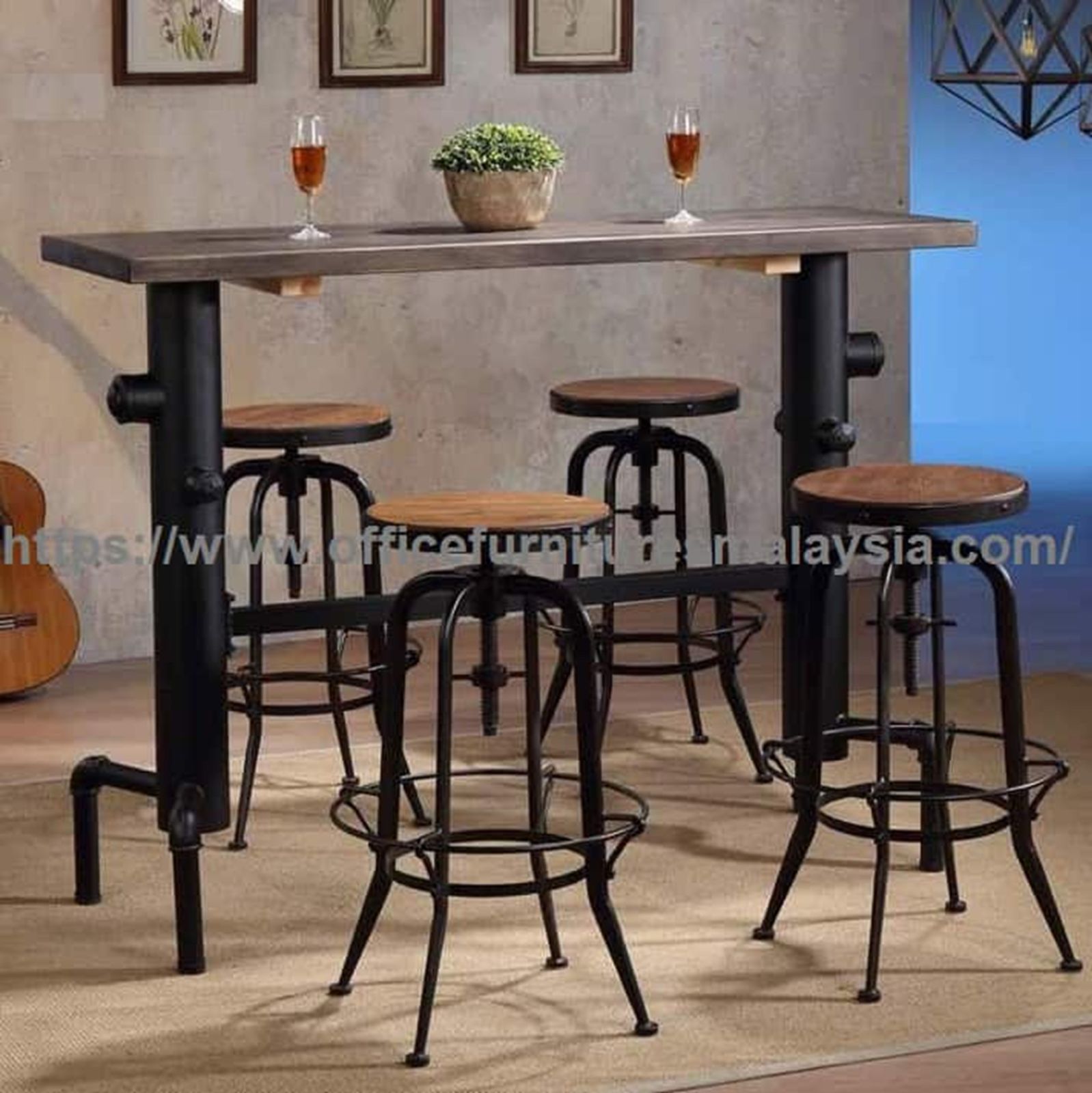 Industrial Style Pub Table And Chairs Set YGRTS-11059T11072C