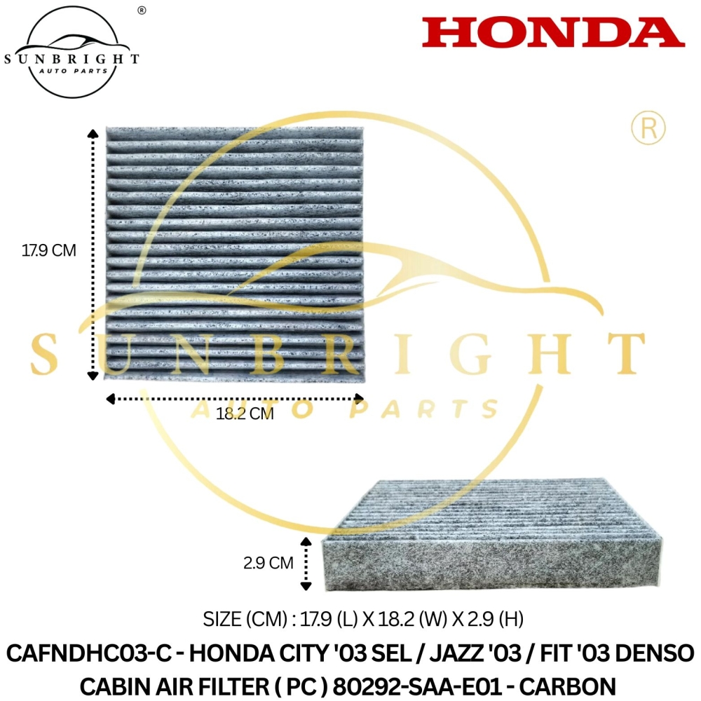 CAFNDHC03-C - HONDA CITY '03 SEL / JAZZ '03 / FIT '03 DENSO CABIN AIR FILTER ( PC ) 80292-SAA-E01 - CARBON