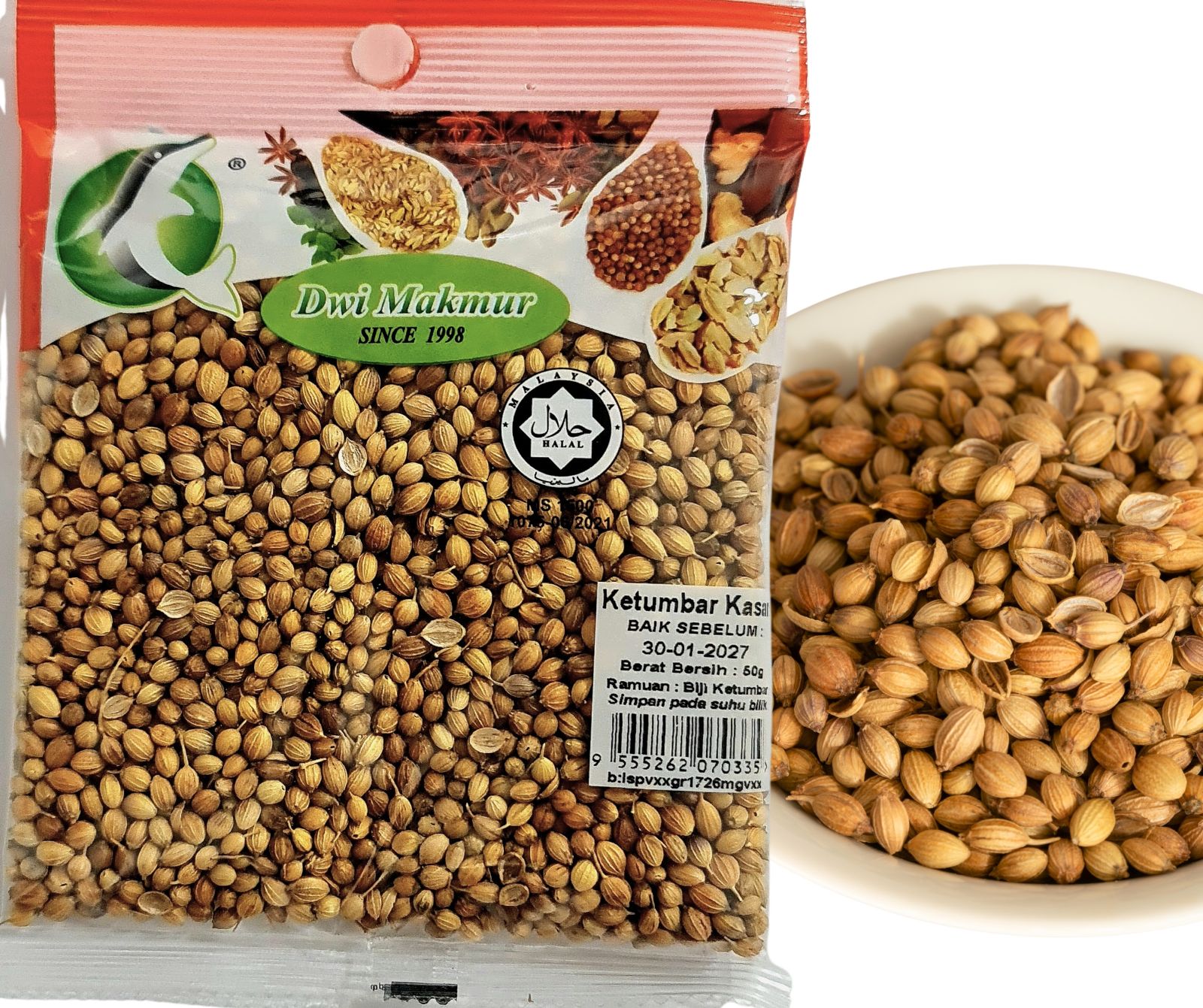 Coarse Coriander Seeds 50 Grams RM2.60 X 5 Units C.Dwi Makmur