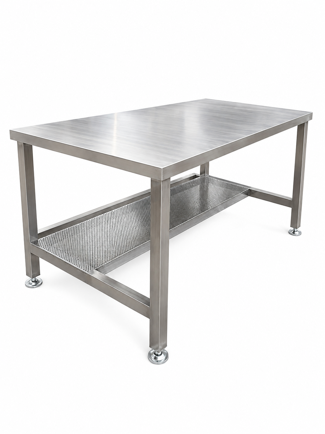Table with perforated shelf