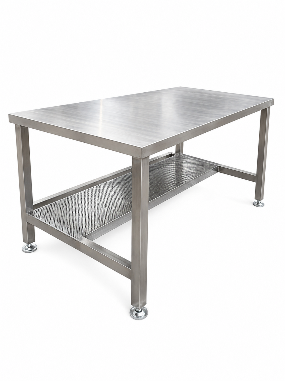 Table with perforated shelf