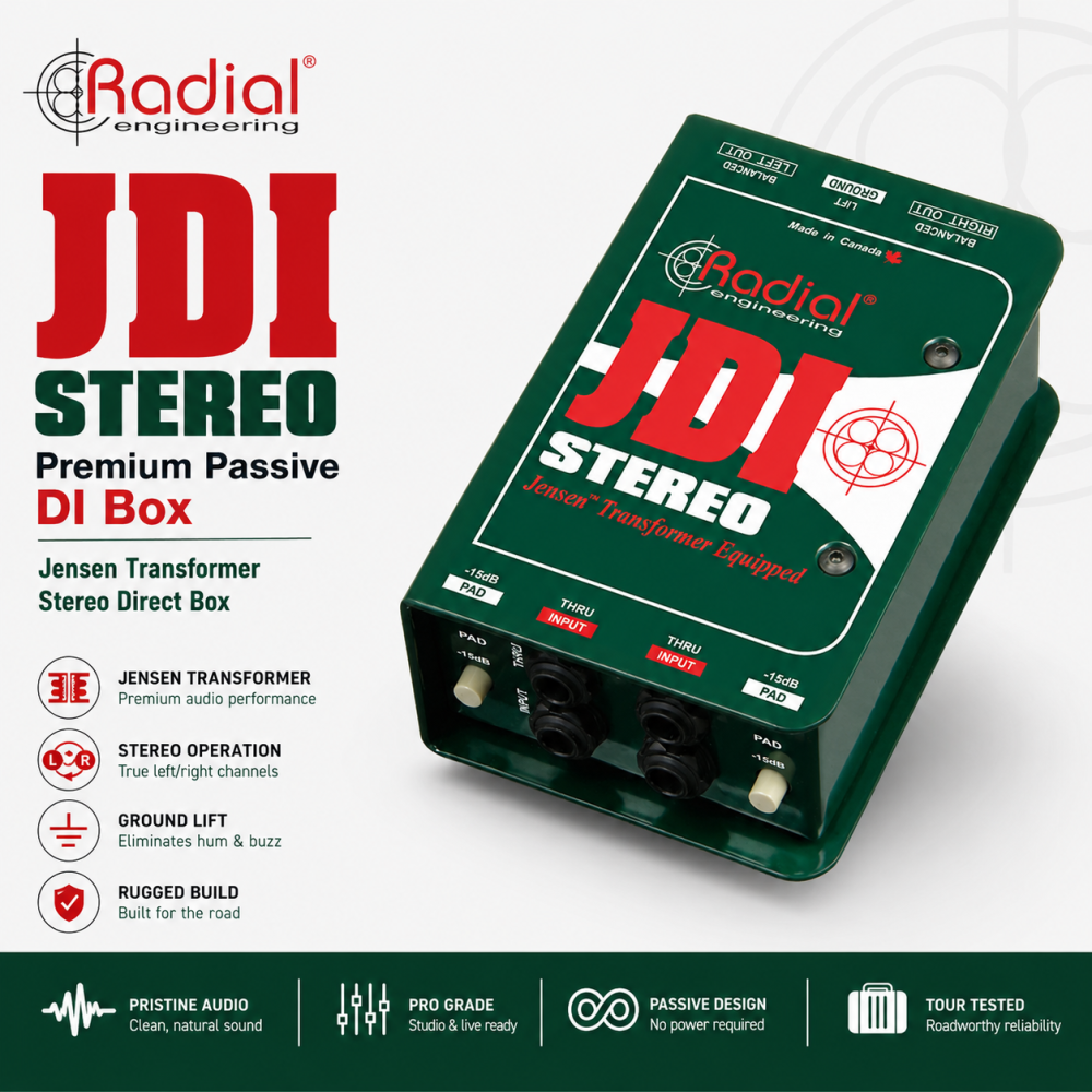 Radial Engineering JDI Stereo Premium Passive DI Box | Jensen Transformer Stereo Direct Box