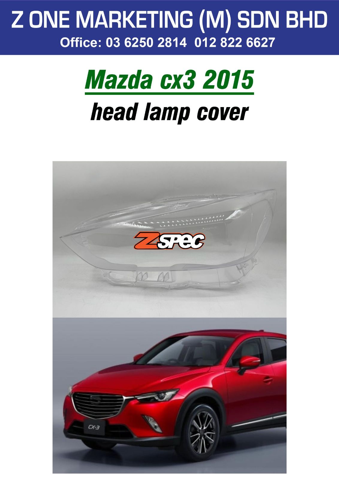 mazda cx3 2015 head lamp cover