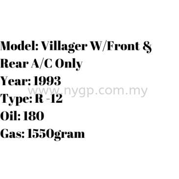 Villager WFront & Rear AC Only