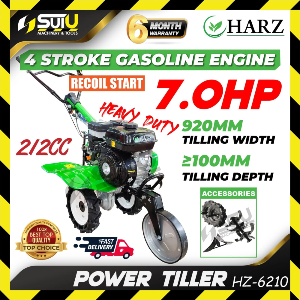 HARZ HZ-6210 / HZ6210 212CC 7.0HP 4-Stroke Gasoline Power Tiller