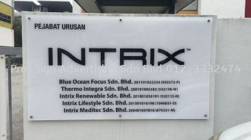 ACRYLIC PANEL SIGNAGE (INTRIX RENEWABLE, 2022, KOTA DAMANSARA)