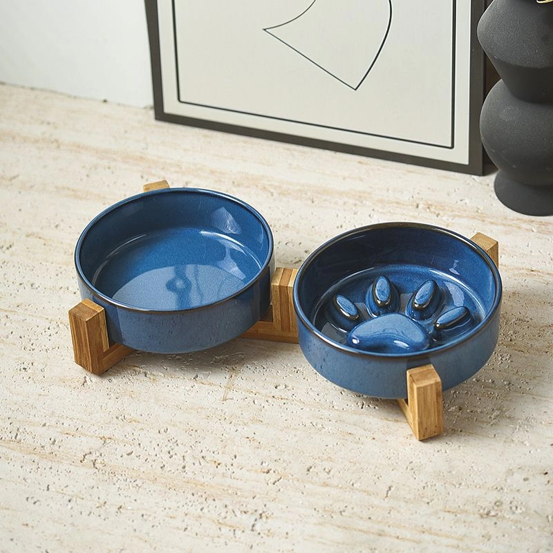 Japanese Kiln Ceramic Pet Slow Bowl Cat Ceramic Plate Anti-Choking Pet Feeder 日本窑陶瓷碗 宠物慢食碗 Bekas Kucing