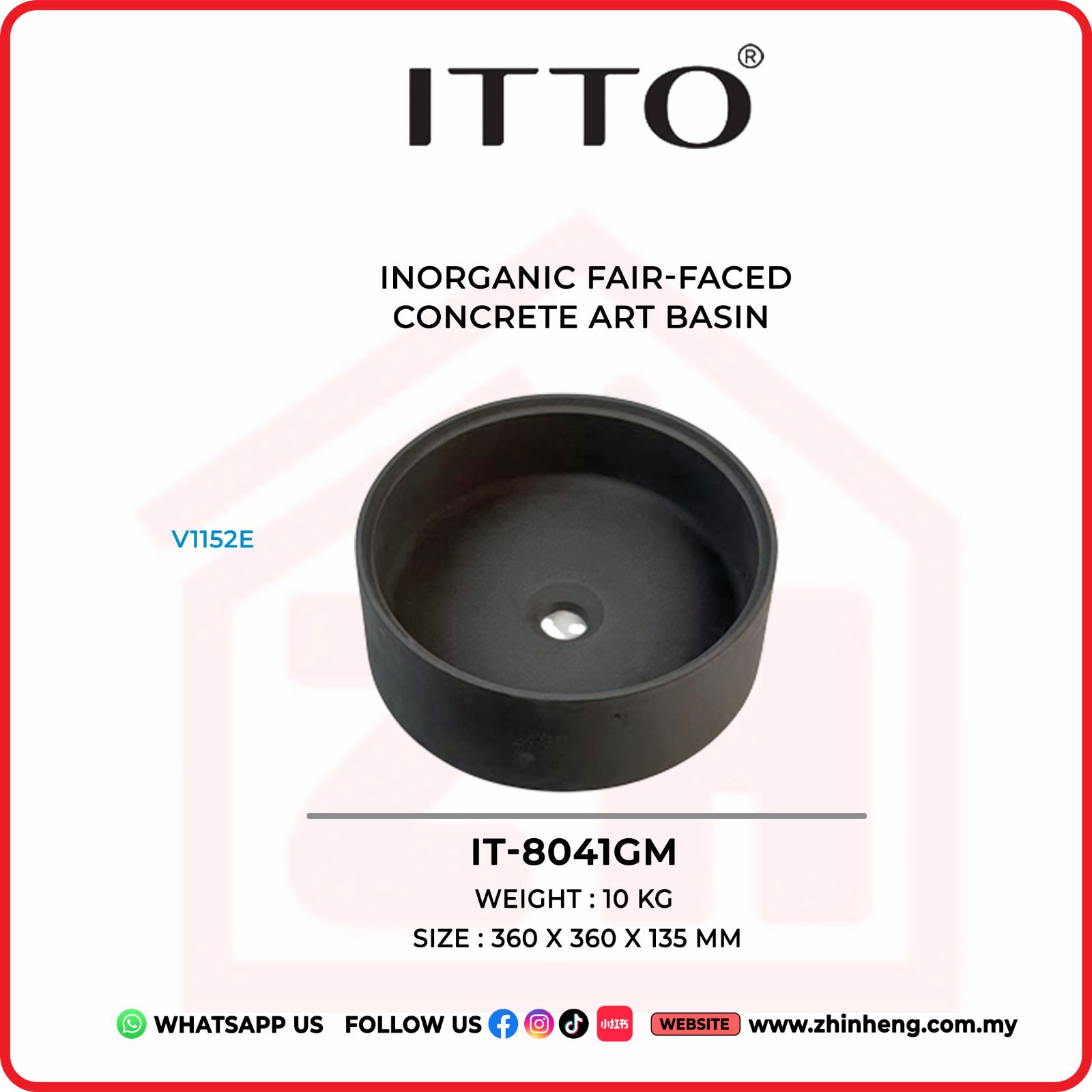 ITTO INORGANIC FAIR-FACED ​​​​​​​CONCRETE ART BASIN IT-8041GM