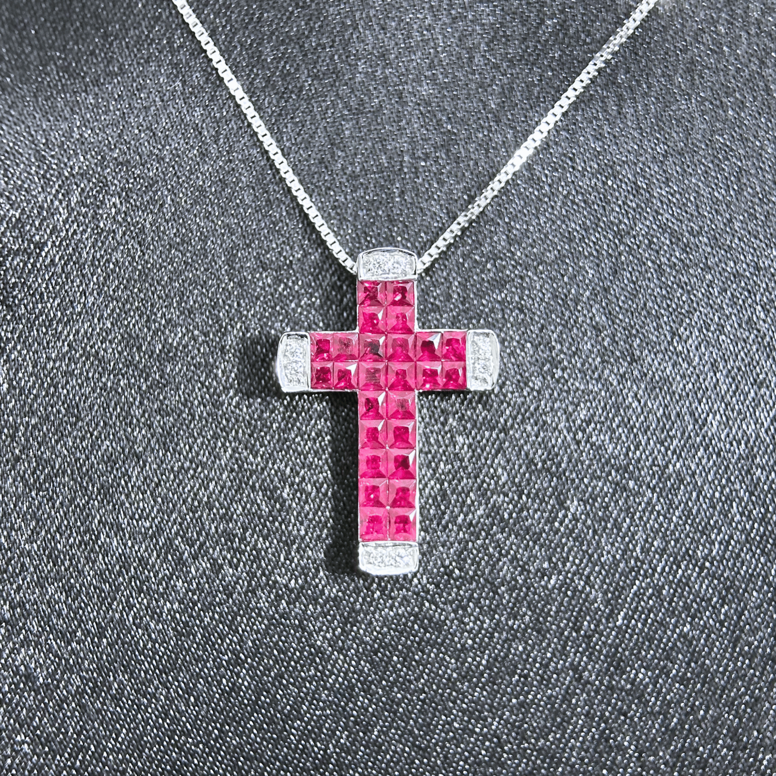 Ruby Cross Pendant with chain