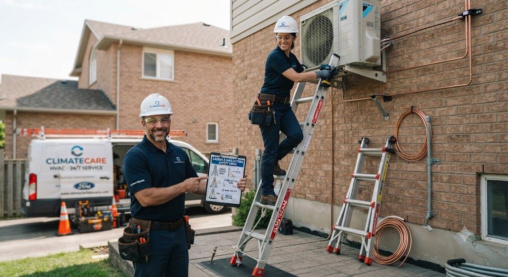HVAC ladder stabilization safety methods