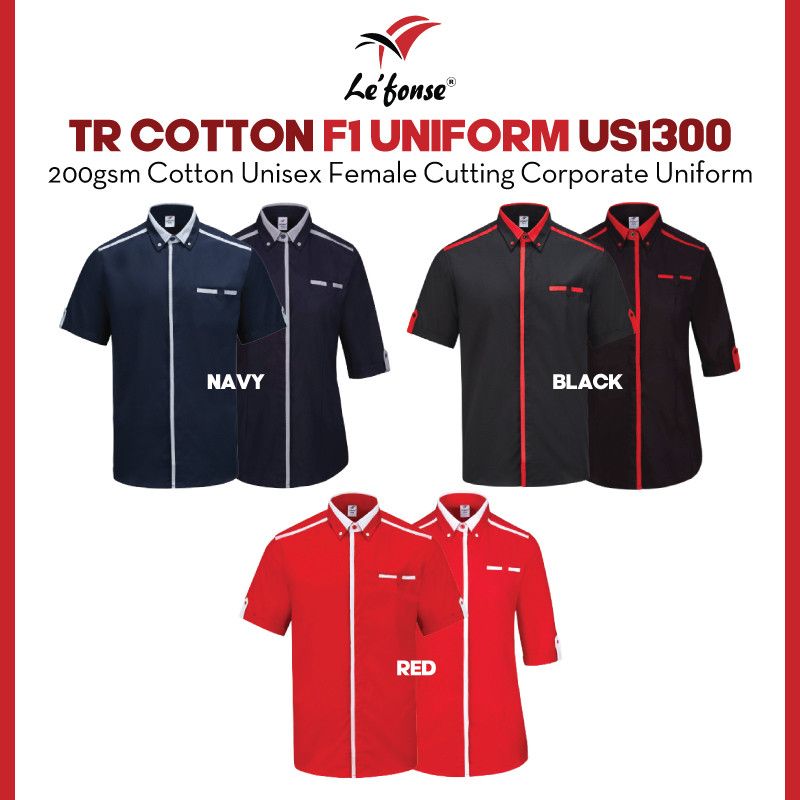 LEFONSE TR Cotton Corporate F1 Uniform US1300 Unisex Female Cutting 200gsm Premium Corporate Wear