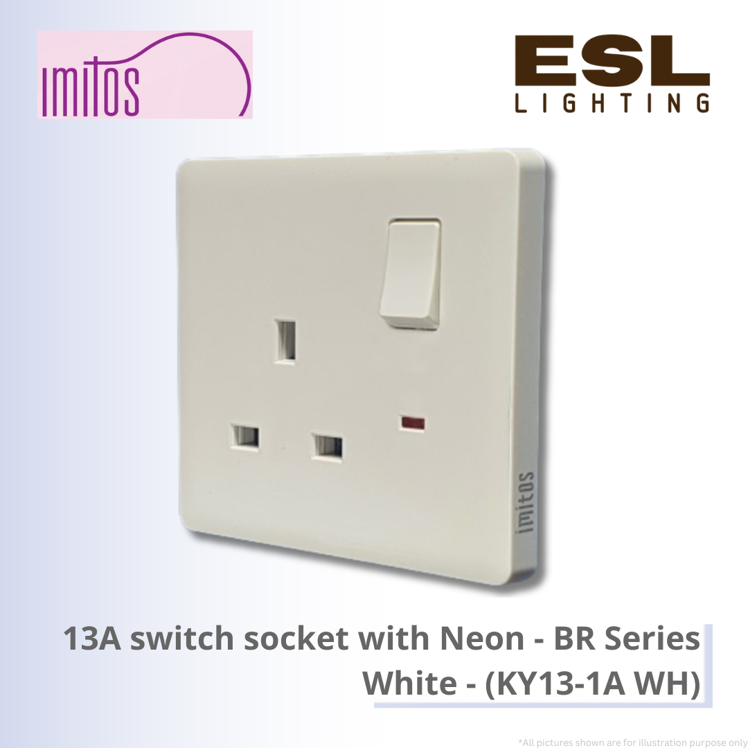 IMITOS 13A Switch Socket with Neon (BR Series) White - KY13-1A WH [SIRIM]