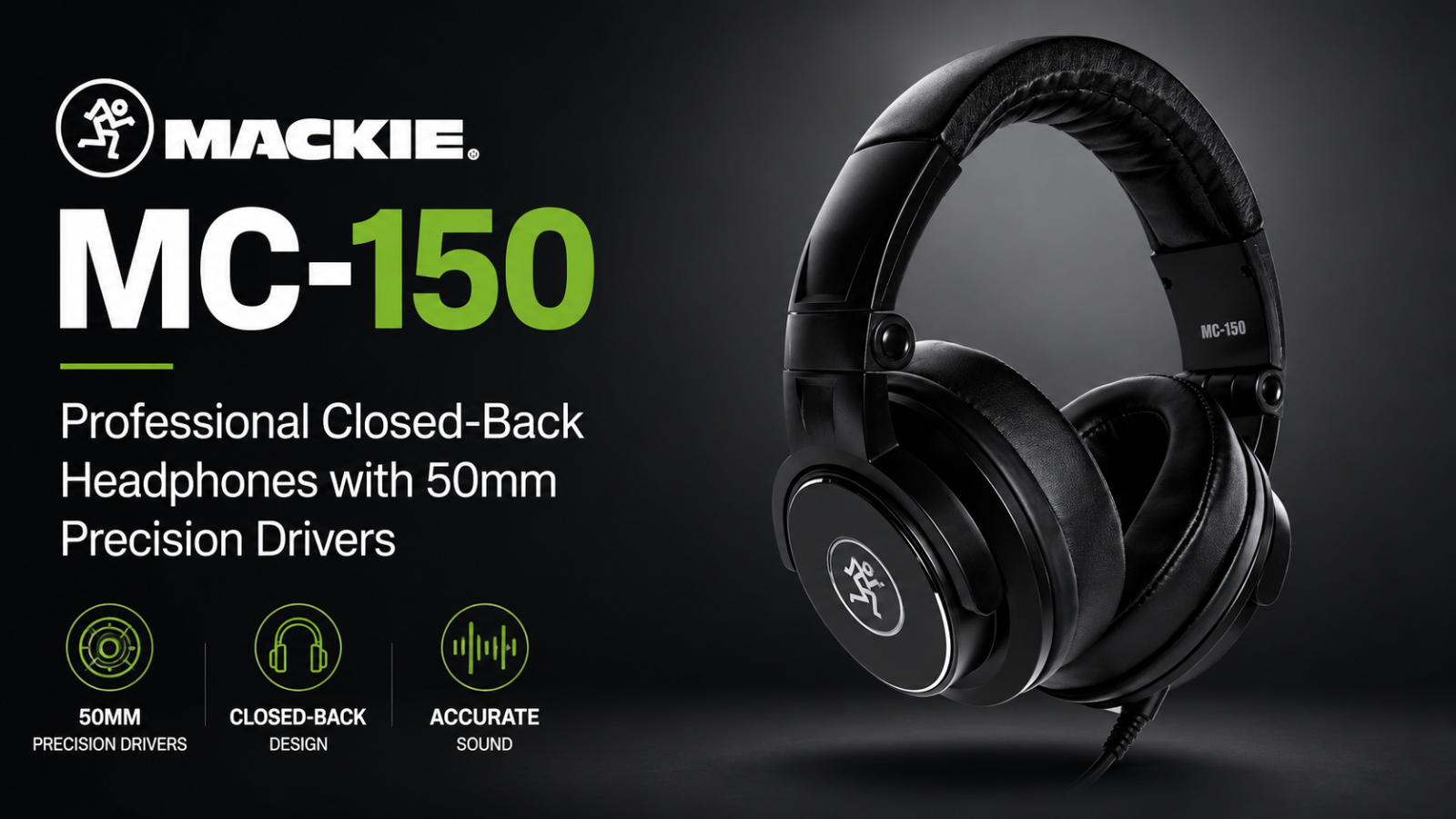 Mackie MC-150 | Fon Kepala Profesional Tertutup dengan Pemacu 50mm