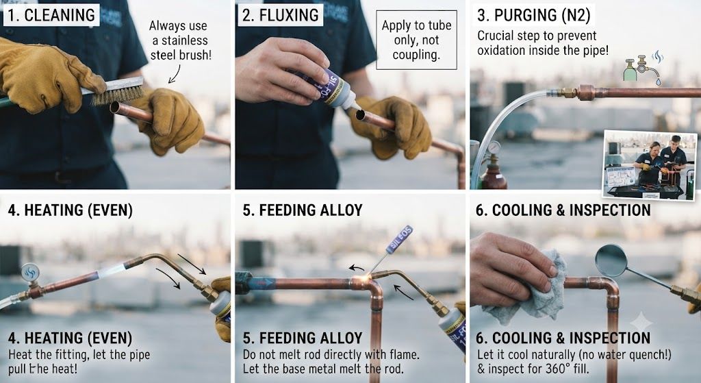 HVAC brazing torch technique step by step