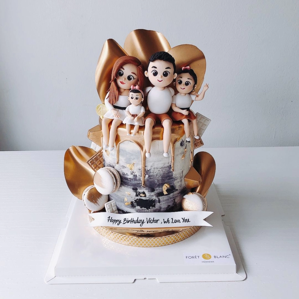 White Grey Family Cake