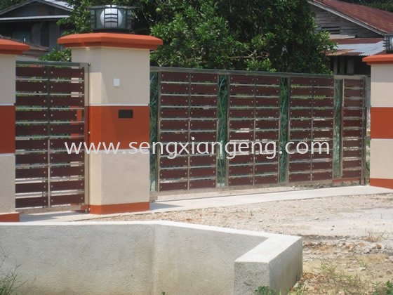 Stainless Steel Sliding Main Gate Stainless Steel Main Gate Stainless Steel  Johor Bahru JB Electrical Works, CCTV, Stainless Steel, Iron Works Supply Suppliers Installation  | Seng Xiang Electrical & Steel Sdn Bhd