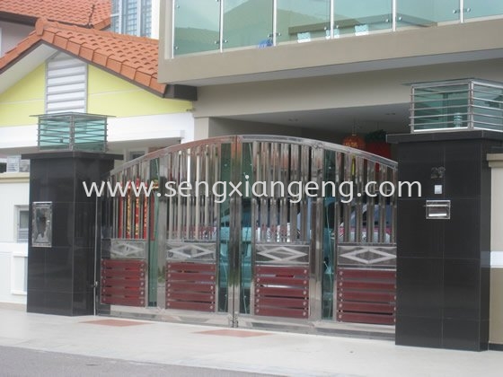 Stainless Steel Swing Main Gate Stainless Steel Main Gate Stainless Steel  Johor Bahru JB Electrical Works, CCTV, Stainless Steel, Iron Works Supply Suppliers Installation  | Seng Xiang Electrical & Steel Sdn Bhd