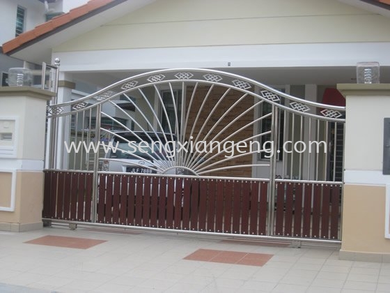 Stainless Steel Sliding Main Gate Stainless Steel Main Gate Stainless Steel  Johor Bahru JB Electrical Works, CCTV, Stainless Steel, Iron Works Supply Suppliers Installation  | Seng Xiang Electrical & Steel Sdn Bhd