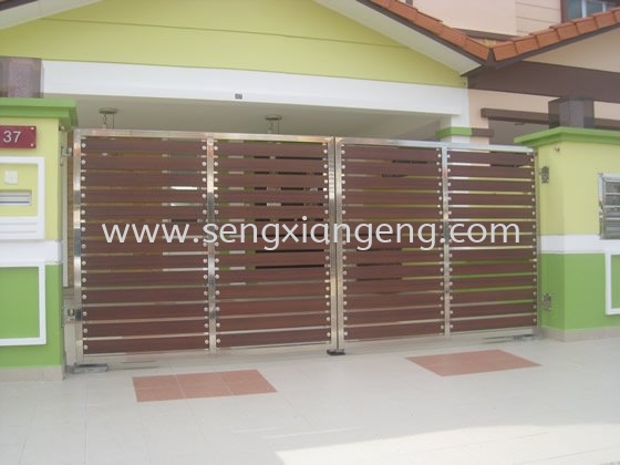 Stainless Steel Swing Main Gate Stainless Steel Main Gate Stainless Steel  Johor Bahru JB Electrical Works, CCTV, Stainless Steel, Iron Works Supply Suppliers Installation  | Seng Xiang Electrical & Steel Sdn Bhd