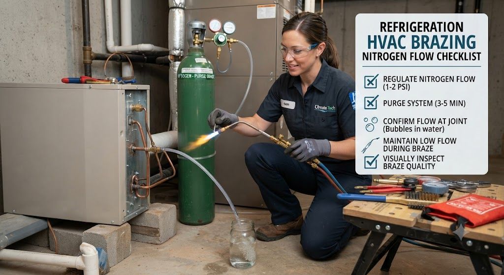refrigeration HVAC brazing nitrogen flow checklist