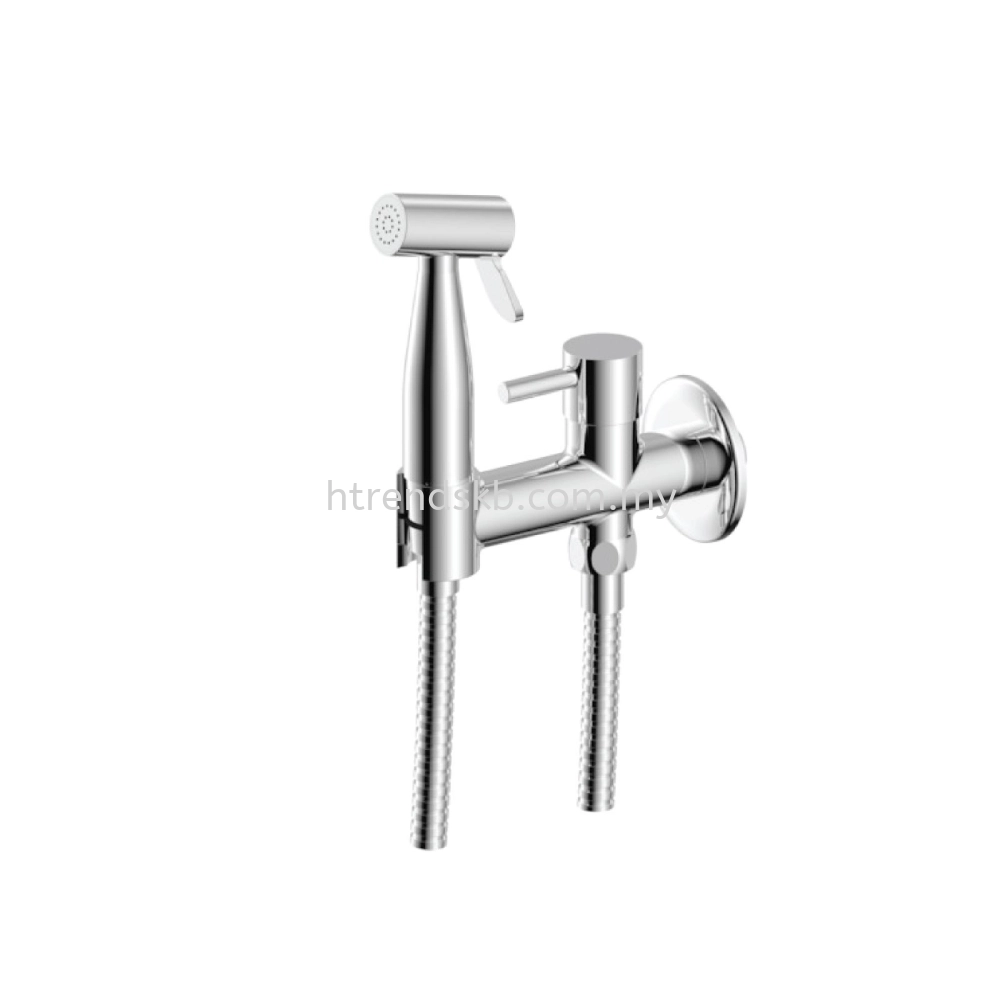 Johnson Suisse Hand Bidet Set CW Hand Spray, Angle Valve & 1.2m Stainless Steel Flexible Hose (WBFA301562CP)