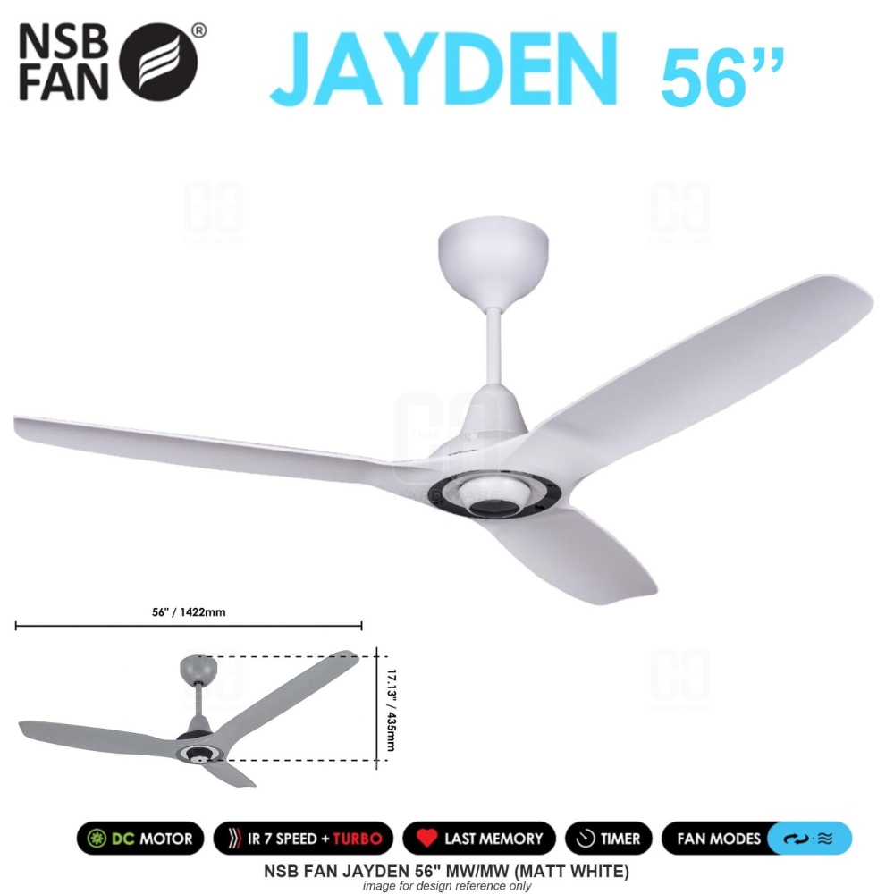 NSB FAN JAYDEN 56" MW/MW MATT WHITE