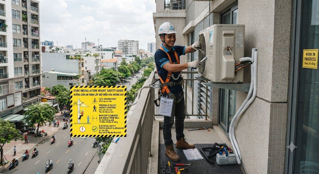 HVAC outdoor unit installation height safety guide