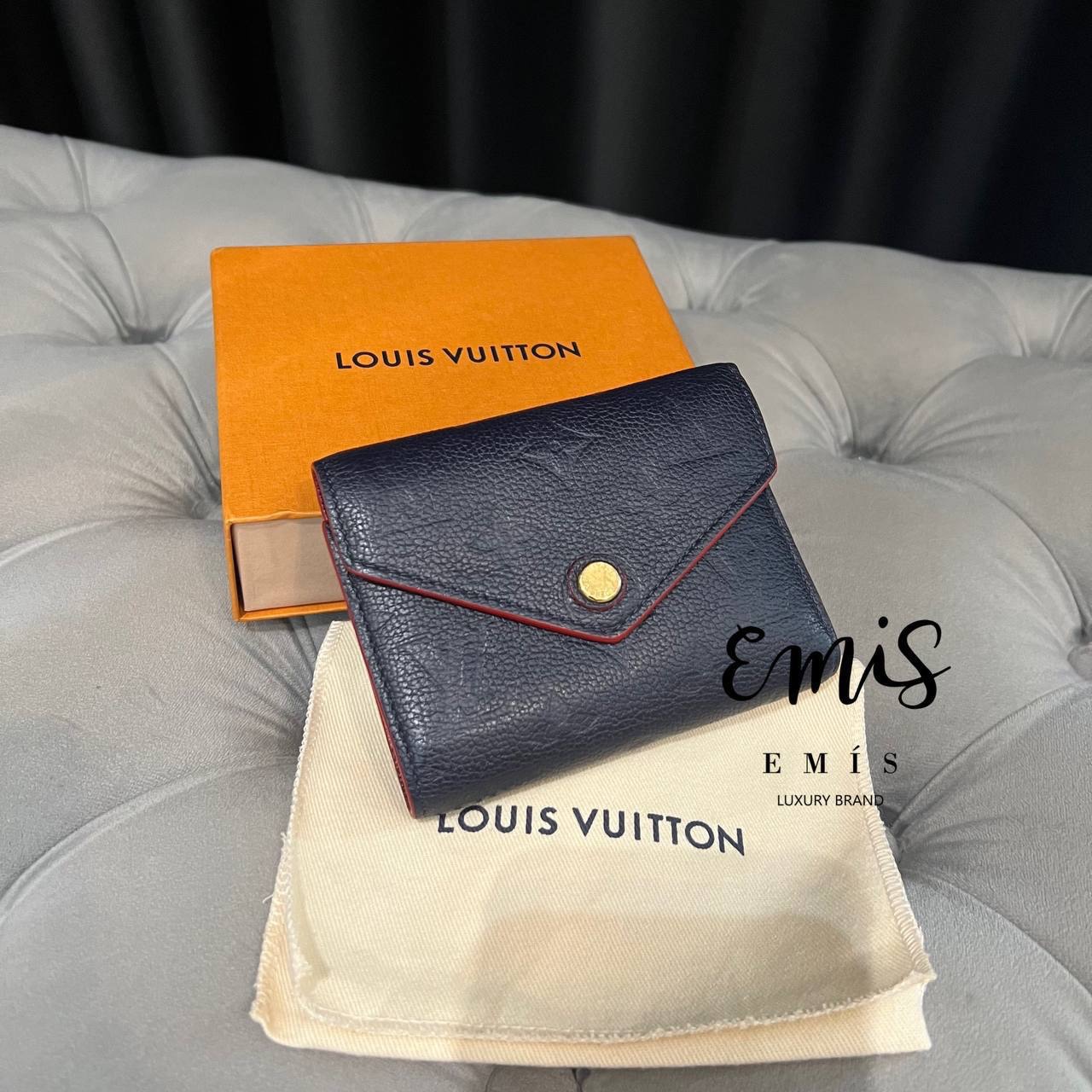 Louis Vuitton Monogram Empreinte Victorine Wallet Marine Rouge M64577- Preloved Luxury