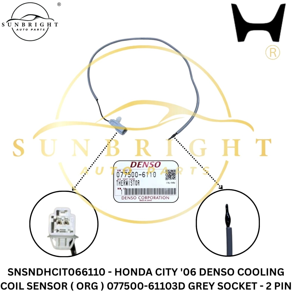 SNSNDHCIT066110 - HONDA CITY '06 DENSO COOLING COIL SENSOR ( ORG ) 077500-61103D GREY SOCKET - 2 PIN