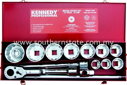 KENNEDY 15piece Metric Socket Set Socket (Hand) Hand Tools Malaysia Johor Bahru JB Supplier | Southern State Sdn. Bhd.