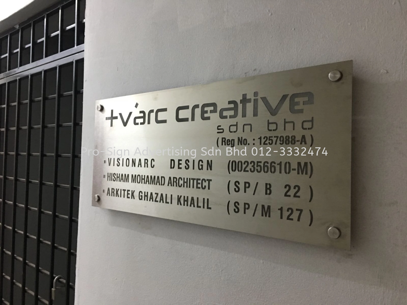 HAIRLINE STAINLESS STEEL LASER CUT OUT SIGN (VARC CREATIVE, KL, 2019)