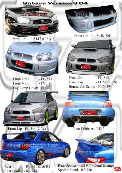 Subaru 04 Version 8  Version 8 Subaru Johor Bahru JB Malaysia Body Kits | A Perfect Motor Sport