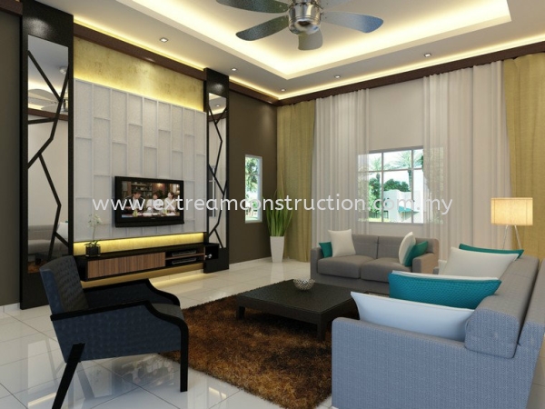  Kempas Bungalow House Living Hall Design Johor Bahru JB Malaysia Interior Design, Exterior Design, Construction, Renovation | Extream Home Decor Sdn Bhd