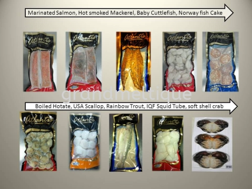 Variety Of Frozen Seafood Retail packing