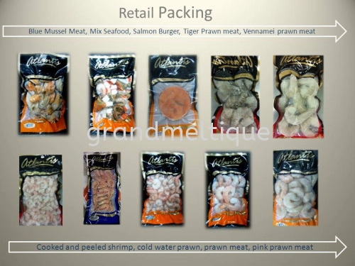 Variety Of Frozen Seafood Retail packing 