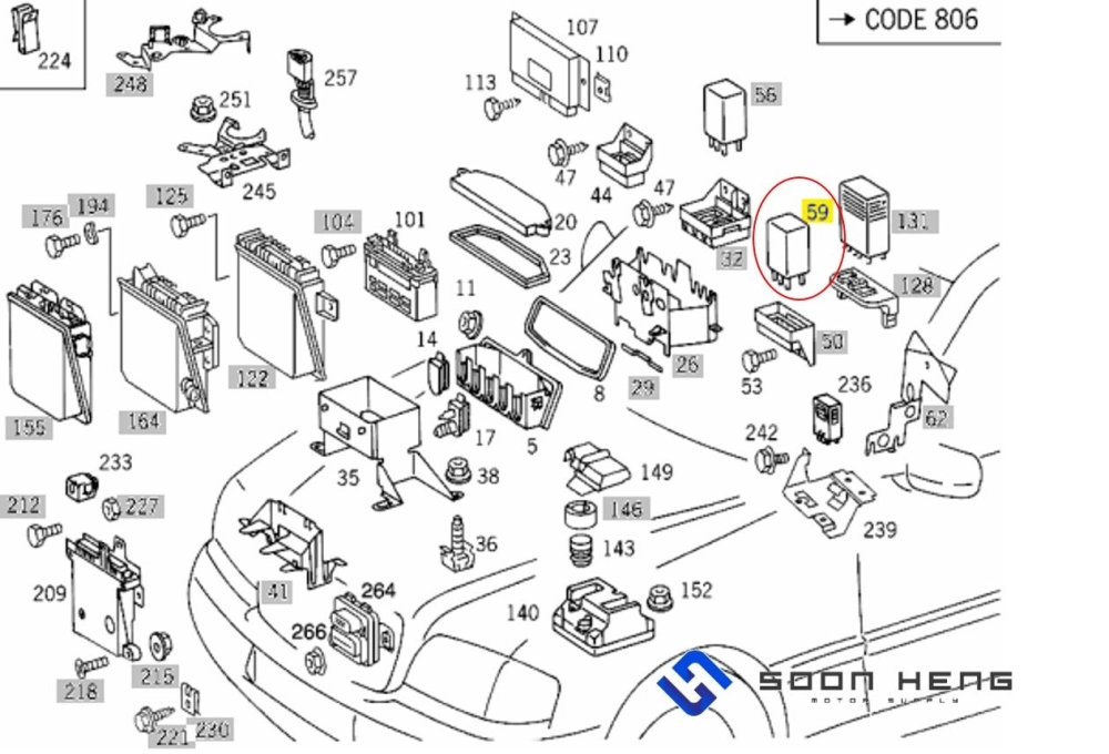 Mercedes-Benz W202 and W210 with engine M111 - Kick Down Relay (Original MB)