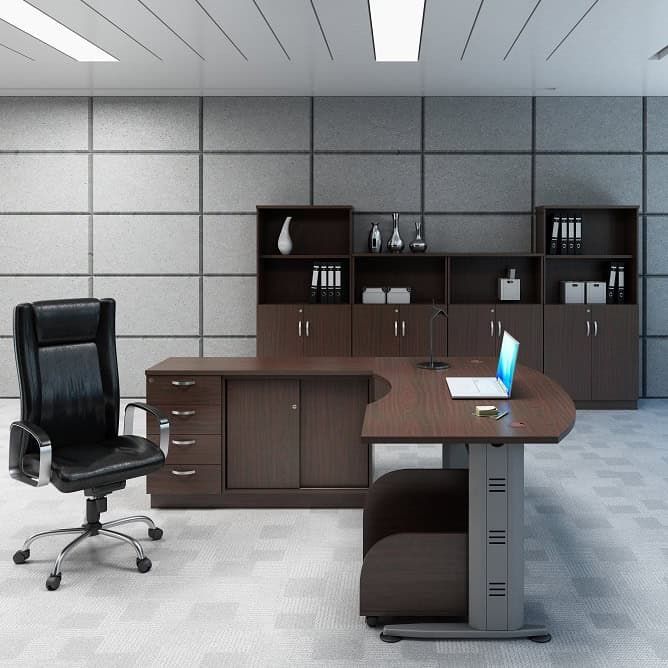 6 ft Essential Modern D Shape Executive Table Set OFQMB55-3