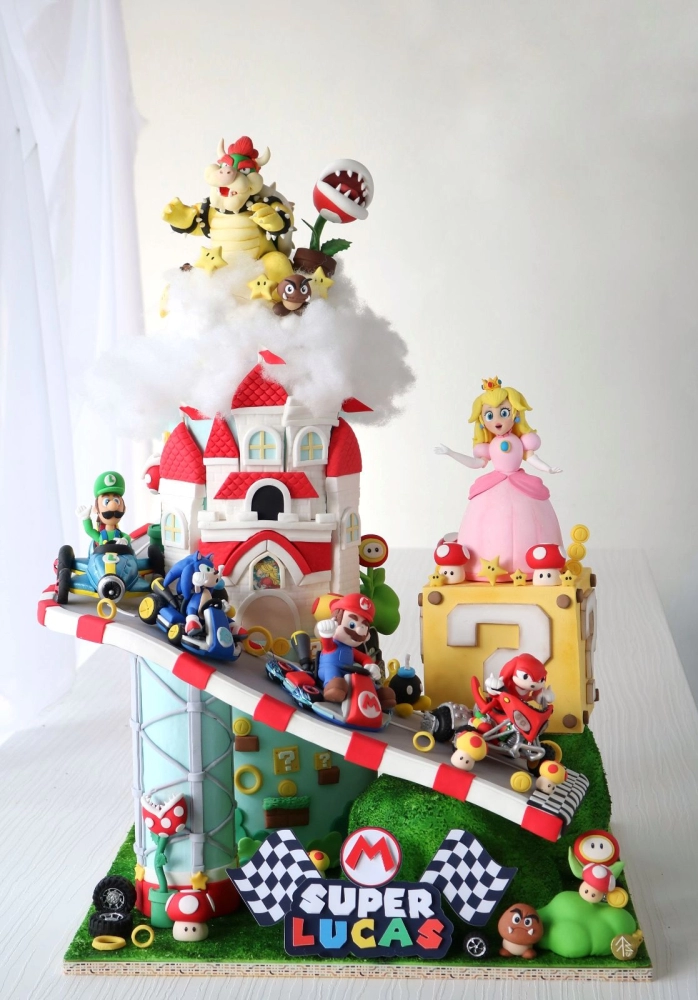 Super Mario Sonic Go Kart Cake