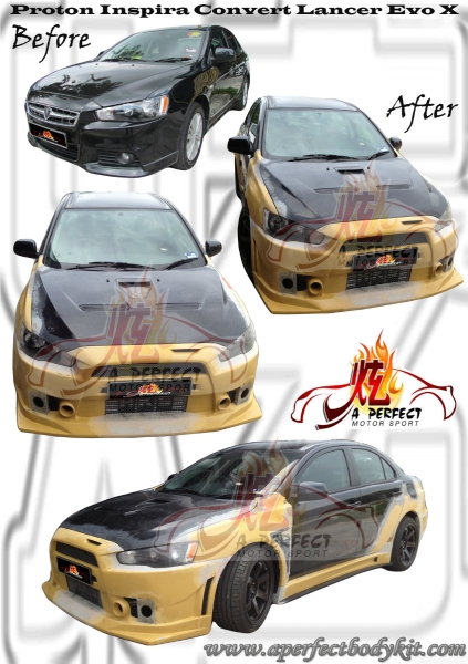 Proton Inspira Convert Mitsubishi Lancer Evo X  Proton Custom Body Kits Johor Bahru JB Malaysia Body Kits | A Perfect Motor Sport