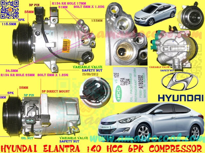 (CPS)   Hyundai Elantra i40 6PK Compressor