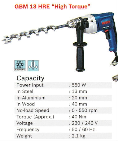 High Torque Drill GBM 13 HRE Bosch Power Tools Johor Bahru (JB), Masai, Pasir Gudang Supply, Supplier, Supplies | Standard Bolts & Tools Sdn Bhd