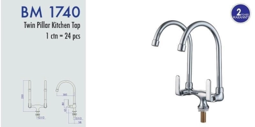 Twin Pillar Kitchen Tap